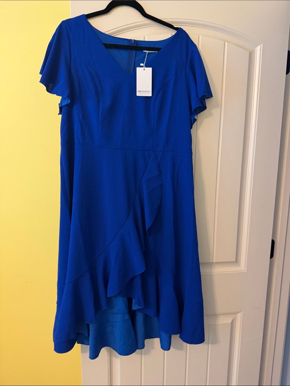 Dresstells- Cobalt Blue High-Low Ruffle Dress